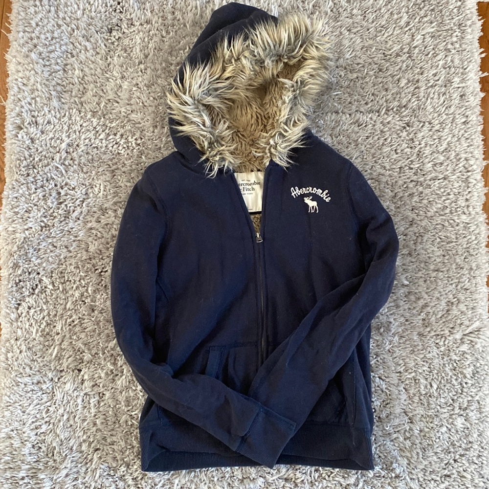 Large Abercombie & Fitch Black Zip-Up Jacket